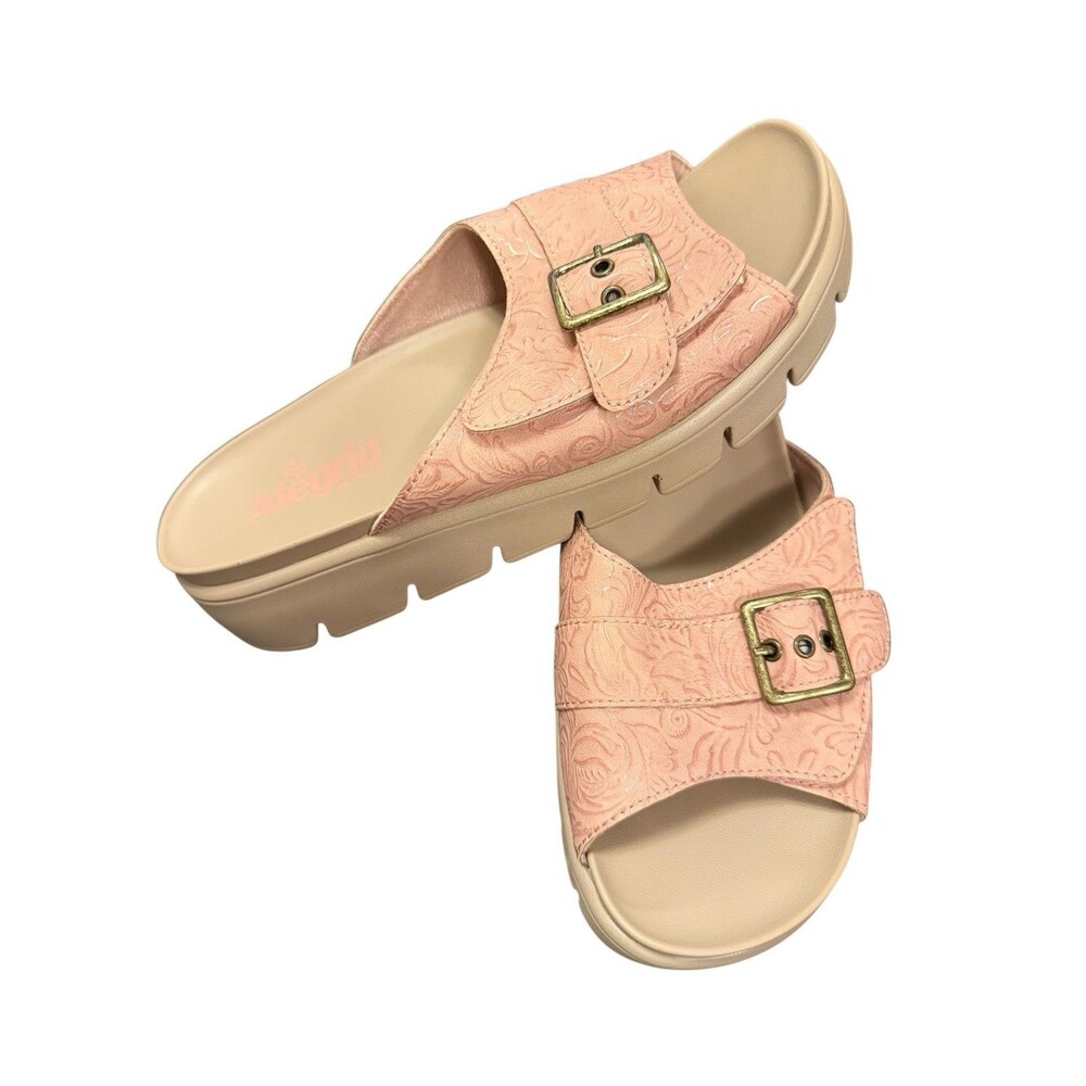 Alegria Janey Sandals Women's 37‎ 7-7.5 Pink Aged Petal Embossed Adjustable